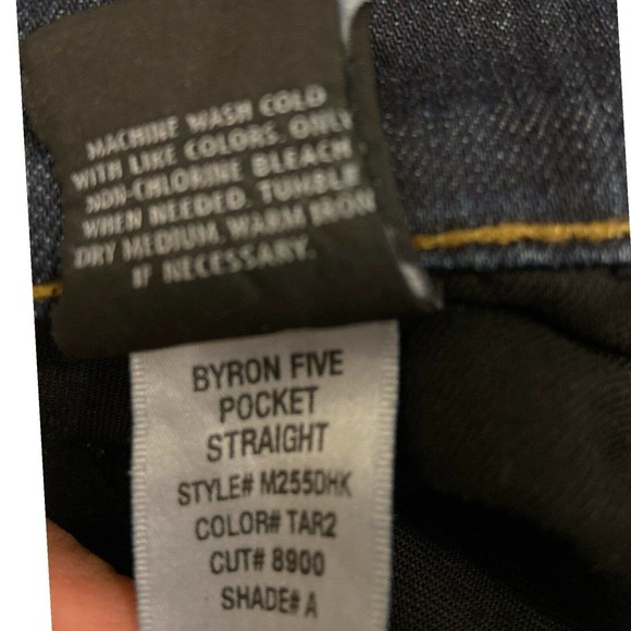 Hudson‎ 31x34Byron 5 Pocket Straight Dark Blue Flex Denim Button Fly Distressed - Picture 3 of 7